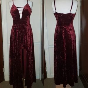 Crushed velvet romper dress